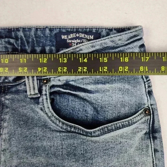 Buffalo David Bitton Mens Jeans Straight Six Stretch Size 34x34 Blue Distressed - Picture 13 of 16